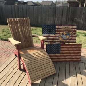 Wavy Wooden American Flags (Without Emblem)